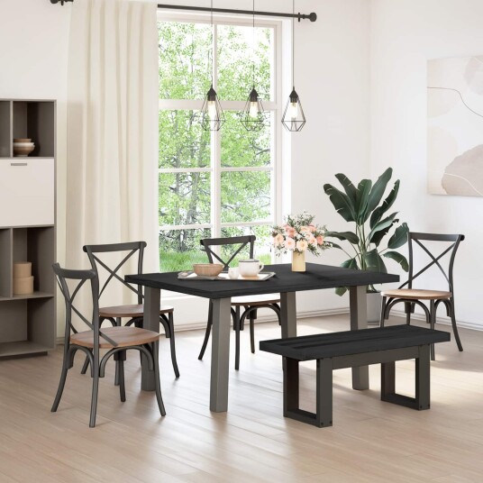 vidaXL Spisebenk NOAIN 120 x 41 x 45 cm Massiv furu Svart vidaXL Spisebenk NOAIN 120 x 41 x 45 cm Massiv furu Svart