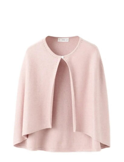 Mango Knitted Cape With Lace Details Pink 7 8 Mango Knitted Cape With Lace Details Pink 7 8