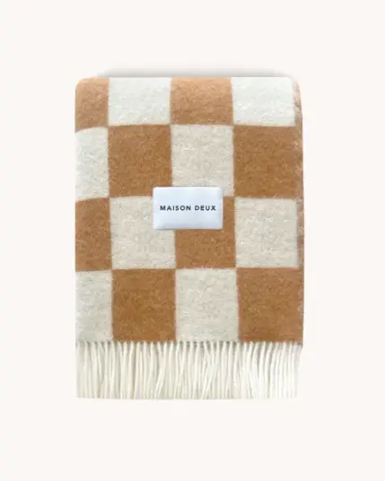 Maison Deux Checkerboard Pledd Hvit/Terracotta