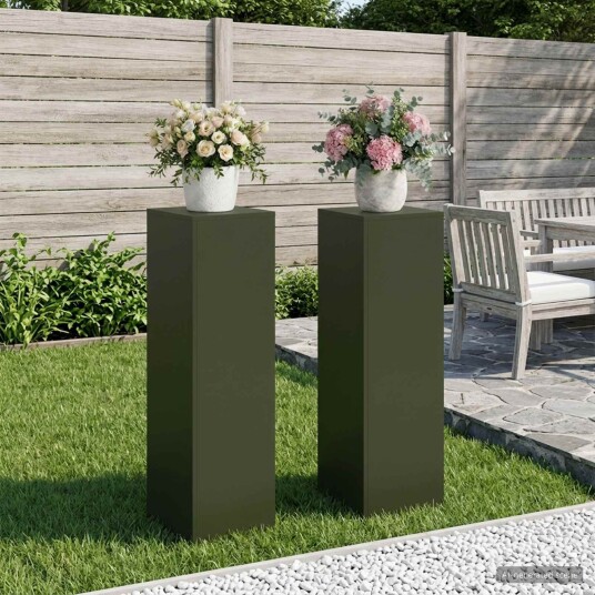 vidaXL Planteholder 2 pcs Olivengrønn 30 x 30 x 100 cm Stål