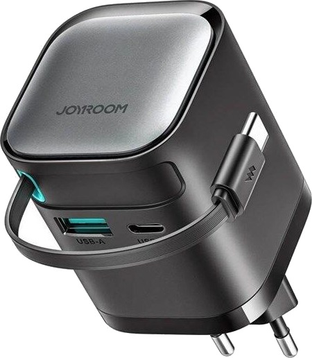 Joyroom 65W GaN Strømlader med Uttrekkbar Kabel