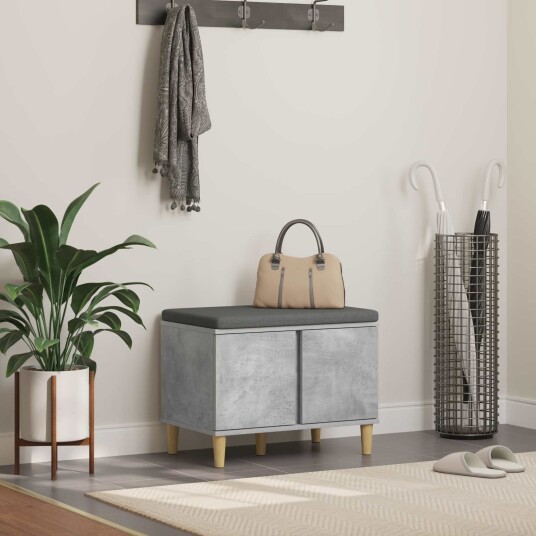 vidaXL Gangbenk BetongGrå 60 x 38 x 46 cm Konstruert treverk og stoff