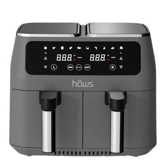 Haws Dobbelt Airfryer 2 x 4 L 2800W Grå med Non-Stick Belegg