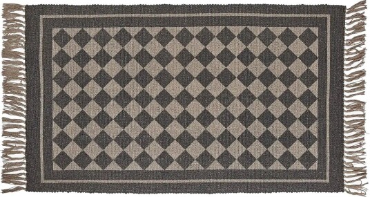 Noble House Rug Check Brown 70X120 - BLACK - 70X120 cm