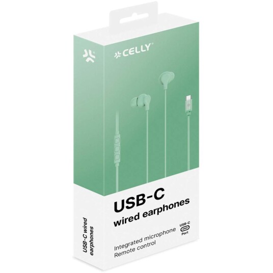 Celly UP1600 In-Ear Hodetelefoner med USB-C Lysegrønn Celly UP1600 In-Ear Hodetelefoner med USB-C Lysegrønn