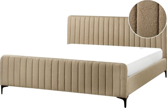 Seng med lamellramme Lunan Taupe svart/Bouclé 180x200 cm