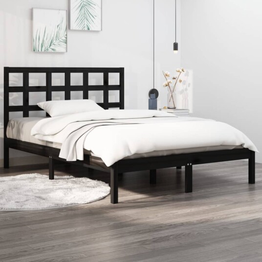 vidaXL Sengeramme svart heltre 150x200 cm 5FT King Size 8720287042211