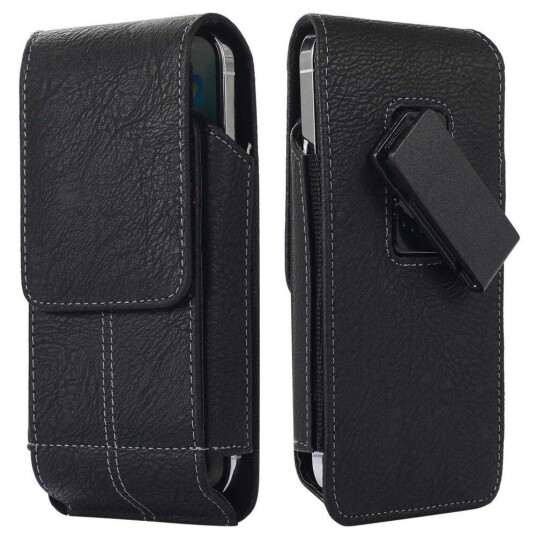 INCOVER Universal Lærveske for Mobil med 360° Klemme - Svart (maks. mobil: 150 x 80 mm)