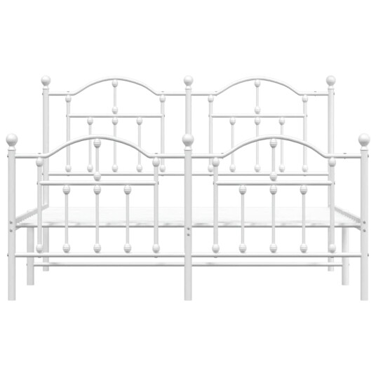 vidaXL Sengeramme i metall med hode- og fotgavl hvit 135x190 cm