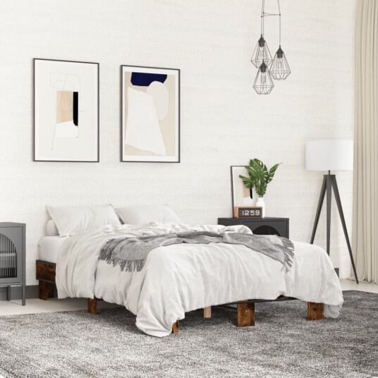 Sengeramme røkt eik 120x200 cm konstruert tre og metall 8721102448423