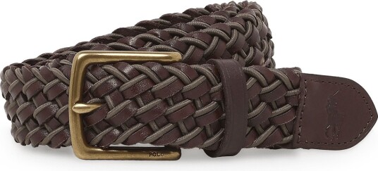 Polo Ralph Lauren Leather/Webbing-Brd Strch Bt-Blt-Me - BROWN/OLIVE - M