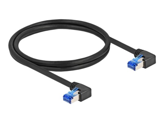 Delock Koblingskabel Rj-45 Hann Rettvinklet Til Rj-45 Hann Rettvinklet 1 M 6 Mm S/Ftp Cat 6A Med Støvel Halogenfri Svart