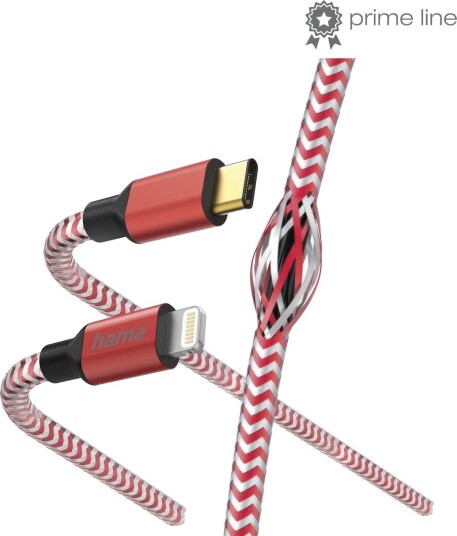 Hama Reflective, 1,5 M, Lightning, Usb C, Hankjønn, Hankjønn, Rød