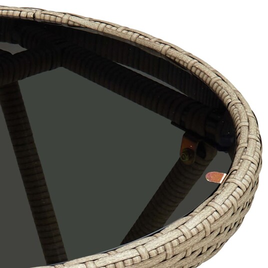 vidaXL Tebord Beige 60 cm polyrotting og herdet glass
