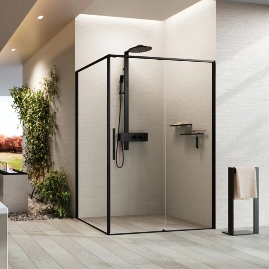 Novellini Riga 2PF Skyvedører Børstet Stål / 197cm Venstre Klart Glass