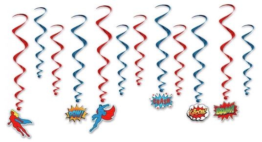 360 Degrees Ltd Swirls Comic Hengende Dekorasjon - 12-pakning