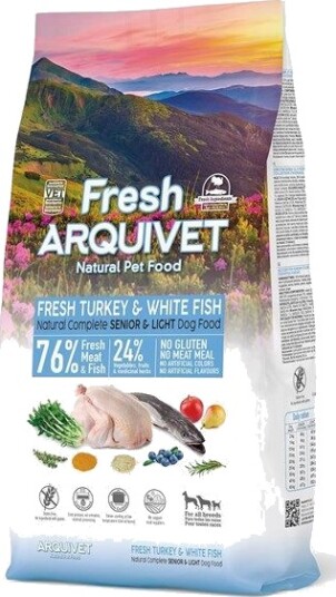 Arquivet Senior Fresh & Light Og Hvit Tørrfôr Til Hund Kalkun Fisk 10 kg