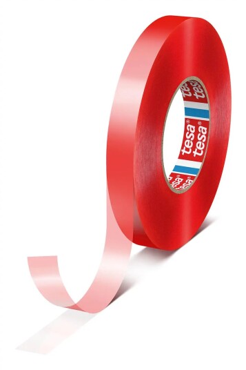 Tesa 4965 Dobbeltsidig Tape 12mm X 50m Transparent  Rød Pp-Liner 