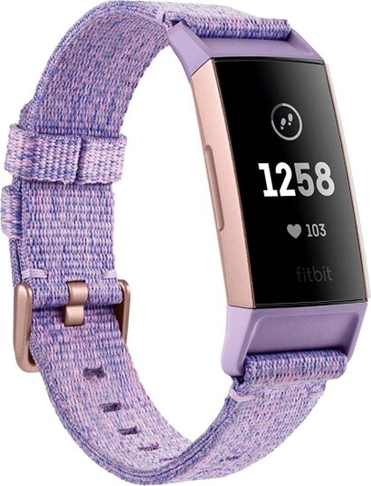 Fitbit Charge 3 Spes. Ed. aktivitetsarmbånd vevet lavendel/rosegull Fitbit Charge 3 Spes. Ed. aktivitetsarmbånd vevet lavendel/rosegull