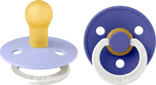 BIBS Colour Lysende smokker Str. 1 -Rund 2-pack Hush/Grape BIBS 0-6 md Smokk Blå Lilla