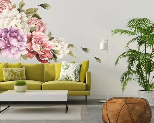 Veggklistremerke Peoner med 6 blomster