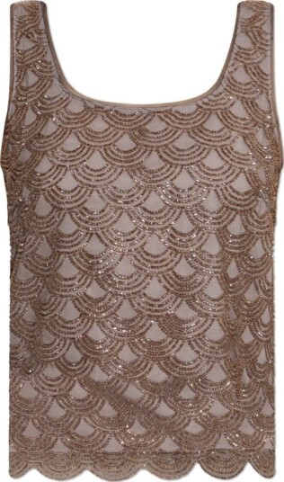 ROTATE Birger Christensen Scallop Sequin Top Grey 38