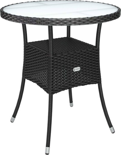 Rotting bistrobord svart 60 cm frostet glassplate
