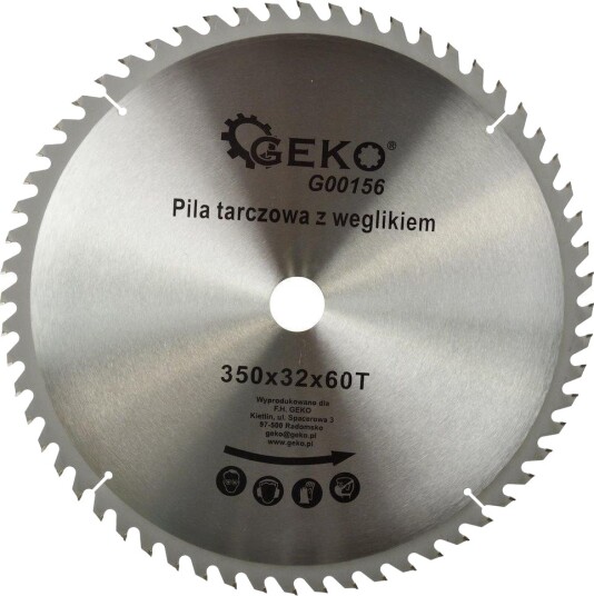 Geko 350x32 T Sirkelsagblad - 350x32mm, 60 tenner Geko 350x32 T Sirkelsagblad - 350x32mm, 60 tenner