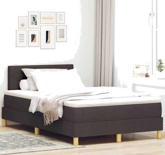 Box Spring Seng med Madrass Mørk Brun 120x200 cm Stoff 3338912