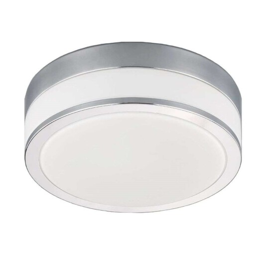 Lindby Flavi taklampe til bad, Ø 28 cm, nikkel