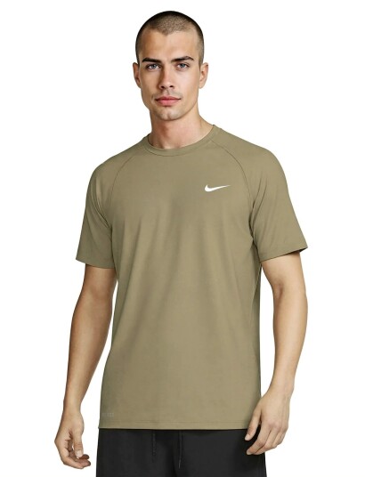 NIKE SWIM Nike Essential Short Sleeve Hydroguard Beige L NIKE SWIM Nike Essential Short Sleeve Hydroguard Beige L
