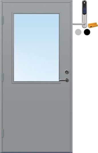 Ytterdør Bygg1 Sande med Yale Doorman Classic Home