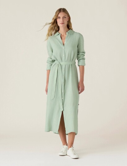 Lexington Clothing Long Linen Shirt Dress Green L Lexington Clothing Long Linen Shirt Dress Green L