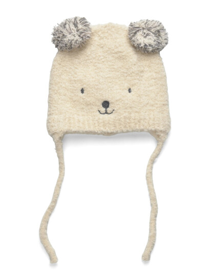Mango Bear Knitted Hat - Cream - 3-5