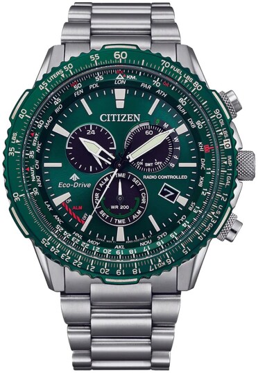 Citizen Herreklokke CB5004 59W Eco Drive Grønn/Stål Ø45 mm