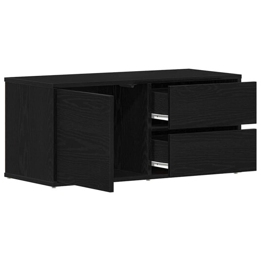 TV benk med skuff Svart 80 x 34 x 35.5 cm Konstruert tre TV benk med skuff Svart 80 x 34 x 35.5 cm Konstruert tre