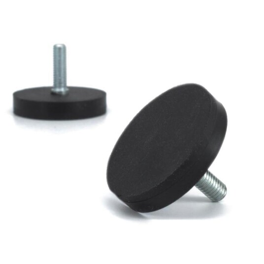 SuperMagneter Sort Gummimagnet Ø 31 Mm   M5 Gjenger - Supermagneter.No