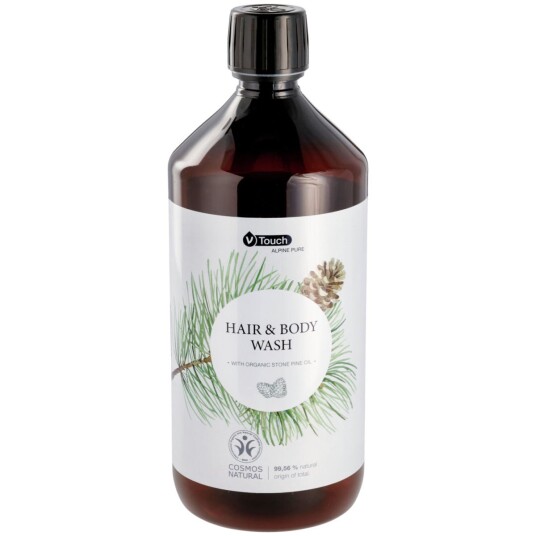 V-Touch Sjampo og dusjsåpe Pure Alpine 2-i-1 påfyllingsflaske; 1000 ml; Kremhvit; 6 Stykk / Forpakning