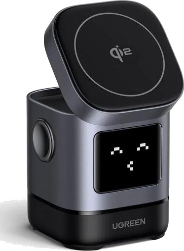 UGREEN 2 i 1 Qi2 Trådløs Lader 15W Sort/Grå