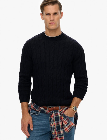 Superdry Jacob Cable Jumper   Navy   XXL