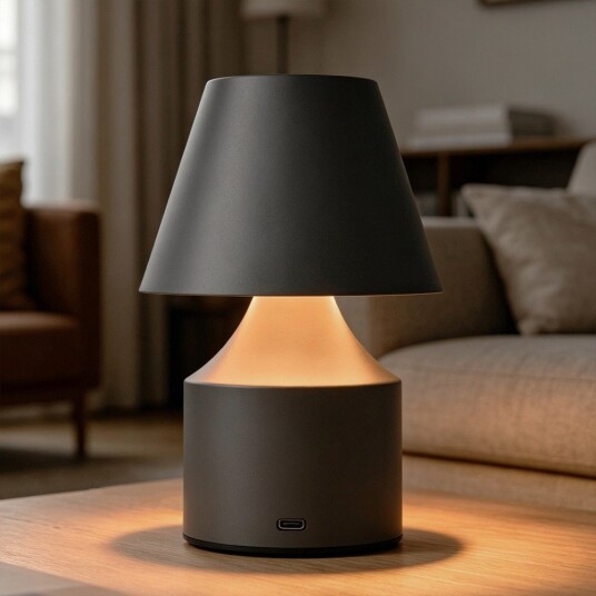 Oppladbar LED bordlampe Grå touch dimbar 3i1 IP20 innendørs Dimbar : Dimmer innebygd Kulør : 3 i 1