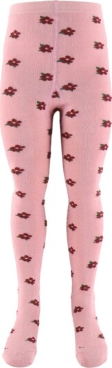 Fuzzies Strømpebukser Rose m. Blomster Fuzzies 74/80 Strømpebukser Rosa 74 80