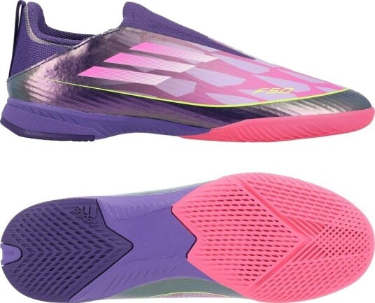 adidas F50 League Laceless IN Lamine Yamal Lilla/Fottøy Hvit/Sitron Barn Innendørs (IC) størrelse 31½
