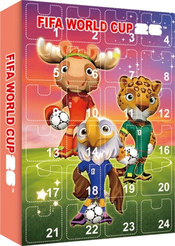2026 VM Maskot Julekalender 24 dagers Fotballtema Overraskelsesgaveeske for Fotballfans Gutter og Barn Bursdagsgaver