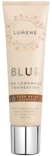 Lumene Blur 16H Foundation SPF 15 #6 Dark Beige - Høydekkende, Vegansk
