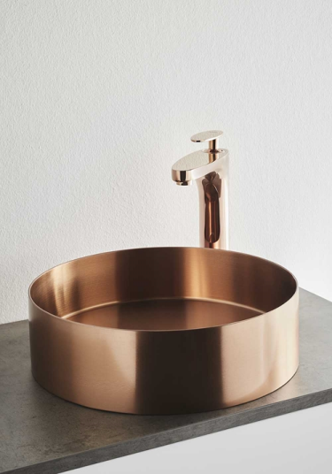 Noro Icon Toppmontert Servant Ø376 mm, Børstet Kobber Noro Icon Toppmontert Servant Ø376 mm, Børstet Kobber