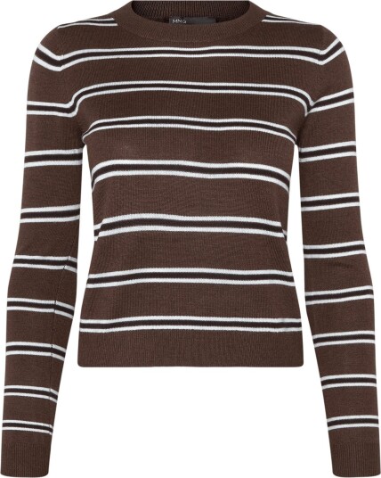 Mango Striped Knit Jumper   DARK BROWN   M