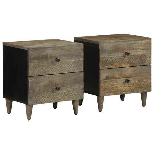  Nattbord 2 stk lysegrå 40x33x46 cm heltre mango 8721158448842