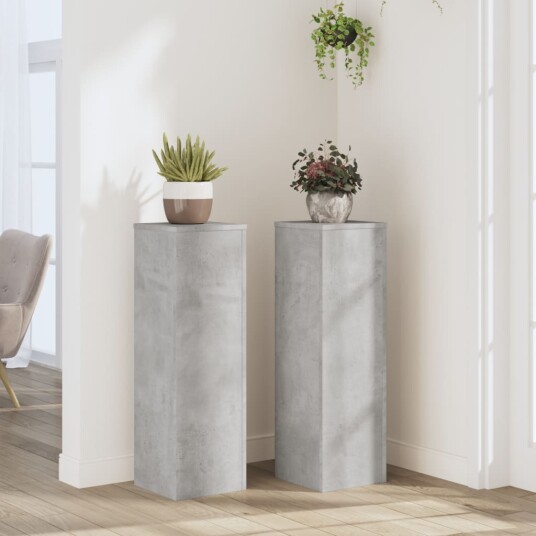  Plantestativer 2 stk betonggrå 25x25x80 cm konstruert tre