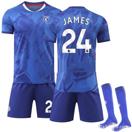 Chelsea JAMES #24 2025/2026 Hjemmedrakt Kort Erme Fotballdrakt/Shorts/Sokker Sett Barn Ungdomsstørrelser